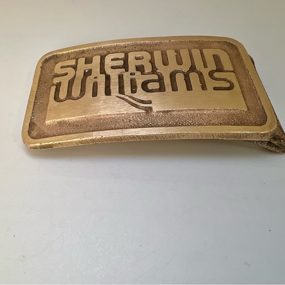 Bronze Sherwin Williams Painting Painter Paint Store 70s Vtg Belt Buckle - Picture 2 of 7